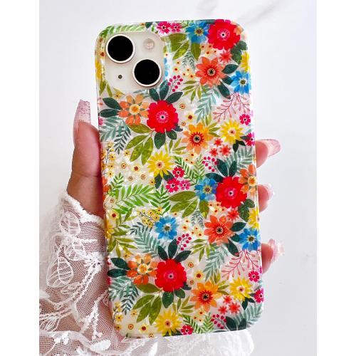 Qokey for iPhone 15 Plus Case,for iPhone 14 Plus Case,Cute Flower Case for Girls Women Shell Pattern Soft Bumper Lightweight Fit Shockproof Phone Cover for iPhone 14 Plus/15 Plus 6.7,Blue Pink Floral