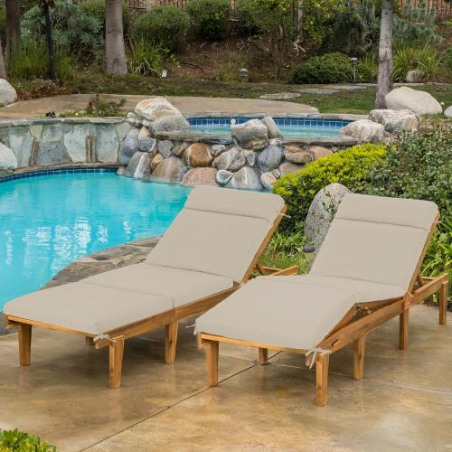 Chaise Lounge Cushion 80x26x3 Inch ?Set of 2 Outdoor Lounge Chair Cushions, Lounger Pad Replacement with Fade-Resistant, Removable & Machine-Washable Covers, Ideal for Patio Chaise Chairs, Cream
