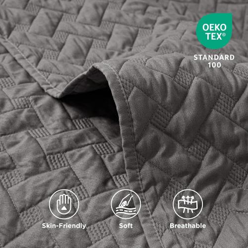 Bedsure Quilts Queen Size - Grey Bedspreads Queen Size with Basket Weave Pattern, Soft Quilt Bedding, Lightweight Comforter Coverlet for All Seasons (90 x 96)