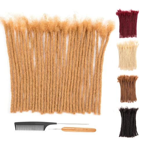 DAIXI 0.6cm Thickness #27 Blonde 8 Inch 30 Strands 100% Real Human Hair Dreadlock Extensions for Man/Women Full Head Handmade Permanent loc Extensions Bundles Can Be Dyed Bleached Curled Twisted