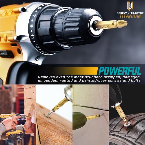 Damaged Screw Extractor Kit and Stripped Screw Extractor Set. Its A HassleFree Broken Bolt Extractor and Screw Remover Set (6 Piece Titanium)