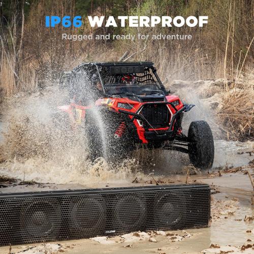 25 Inch UTV Sound Bar, ATV SoundBar Bluetooth with RGB Lighting, IP66 Waterproof Golf Cart Sound Bar, Amplified Powersports SXS SoundBar, UTV Speakers Compatible with Polaris RZR Can-Am