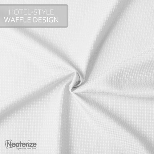 AmazerBat...Shower Curtain White - Hotel Style Shower Curtains for Bathroom with Waffle Design, 54x78 Inches - White Fabric Shower Curtain - Cortinas de Baño Elegantes