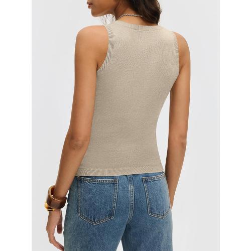 ANRABESS Womens Medium Tan Wool Blend Tank Tops V Neck Sleeveless Sweater Business Casual Work Knit Shirts Slim Fit 2026 Summer Outfits