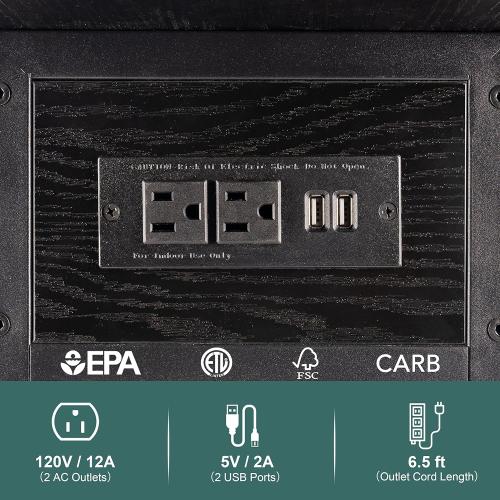 Yoobure End Table with Charging Station, Flip Top Side Table with USB Ports and Outlets, Sofa Couch Table Bedside Table for Living Room Bedroom, Narrow Nightstand with Storage Shelves for Small Space