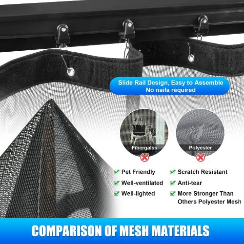 ‼️has mild scratches and may be stains or missing pieces ‼️Sliding Garage Door Screen 16x7FT for 2 Car Garage Doors, 2026 New Upgraded Magnetic with Track Closure, Heavy Duty Mesh and Weighted Bottom, Retractable (Black, 16 * 7FT)