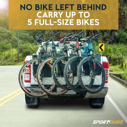 Tailgate Bike Pads for Truck - 5-Bike Rack for Truck Tailgate Pad with PVC Top, Flannel Bottom, Zipper Pockets, Secure Combo Lockable Tailgate Covers for Trucks - Bike Blanket Tailgate by SPORTOURO