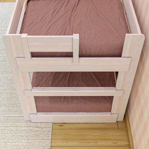 2BOXS Max & Lily Modern Farmhouse Low Bunk Bed, Twin-Over-Twin Bed Frame For Kids, White Wash