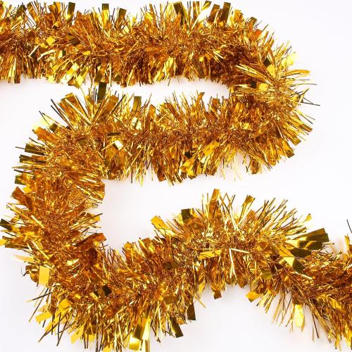 33FT Christmas Tinsel Garland,Gold Shiny Metallic Foil Decorations for Parade Floats, Halloween, Christmas Tree, New Year Parties,Birthday Party,Indoor and Outdoor Disco Party Supplies