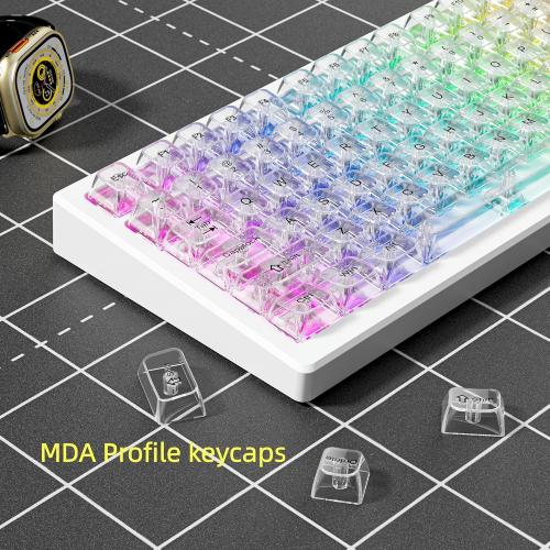 dagaladoo White Clear keycaps,Transparent keycaps 60 75 100 Percent,Ceramic Jelly Key caps Set,Shine Through Key caps,MDA Profile Keyboard Key Cap for Mx Switches Mechanical Keyboard