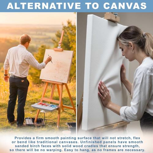 U.S. Art Supply 12 x 24 Unfinished Cradled Wood Panels for Painting, Studio 3/4 Deep (2 Pack) - Artist Depth Birch Wooden Wall Canvases - Mixed-Media Craft, Acrylic, Oil, Encaustic, Paint Pouring