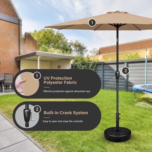 Size  9' Color tan Patio Umbrella Outdoor Table Market Yard Umbrella with Push Button Tilt/Crank