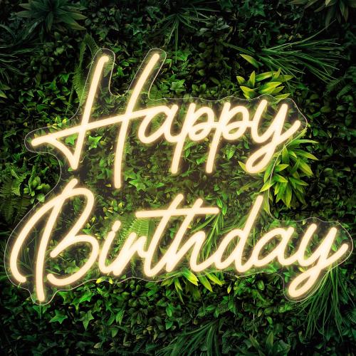 Kavaas Happy Birthday Neon Sign 16.5 x 12.2, Neon Happy Birthday Sign for Backdrop with Dimmable Switch - Birthday Light Up Sign Party Decoration (Warm White)