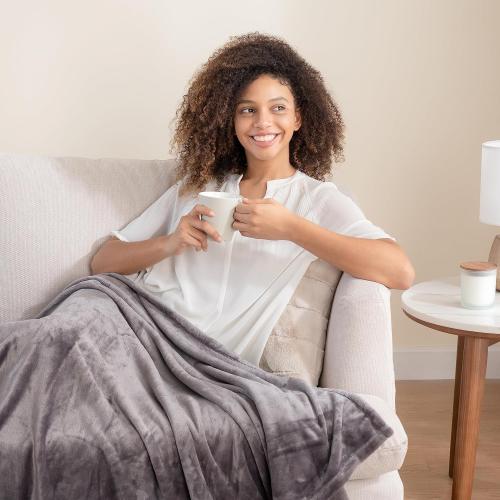 Berkshire Blanket Classic VelvetLoft® Solid Throw Blanket, Lightweight Soft Fuzzy Plush Throw Blanket for Bed and Couch, Grey Heron, 50x60 Inches