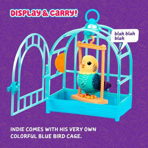 Little Live Pets My Really Real Talking Bird Toy & Cage - Indie, Interactive Voice Repeating Toy, 20  Sounds & Reactions, Talking Toys for Kids 5-7