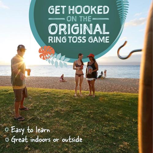 Tiki Toss Ring Toss Game for Adults - Hook and Ring Games with String and Hooks for Indoor/Outdoor Use, Man Cave Decor & Stuff, Gifts for Men/College - Standard or Deluxe 12.3 / Tiny 5