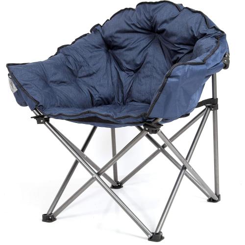 MacSports C932S-130, Blue Padded Cushion Outdoor Folding Lounge Patio Club Chair