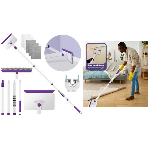 Baseboard Cleaner Tool with Handle, 60 Extendable Long Handle Baseboard Cleaner with 5 Reusable Pads for Baseboards Cleaning, Ceiling, Wall, Floor, Bathroom Kitchen