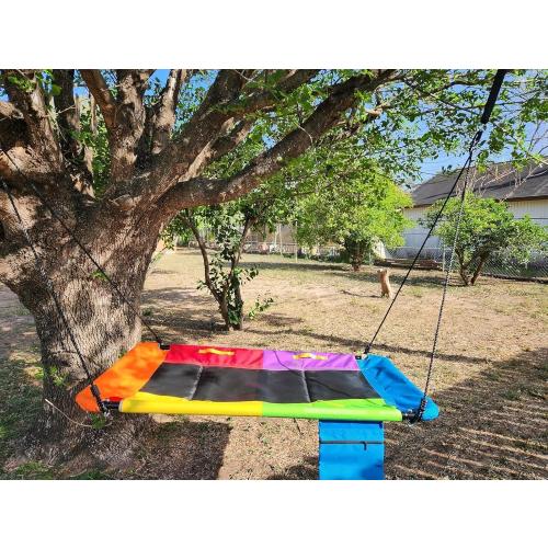800lb 60 Large Platform Tree Swing for Kids Adults with Pocket, Anti-Sagging Outdoor Rectangle Flat Swing for Swing Set with Handles (Dark Blue)