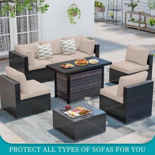 Stretch Patio Cushion Covers,Outdoor Couch Covers Replacement,Outdoor Couch & Sofa Slipcovers,for Patio Furniture Cushion Covers,Washable Reusable Furniture Protector (Beige,Cover Only)