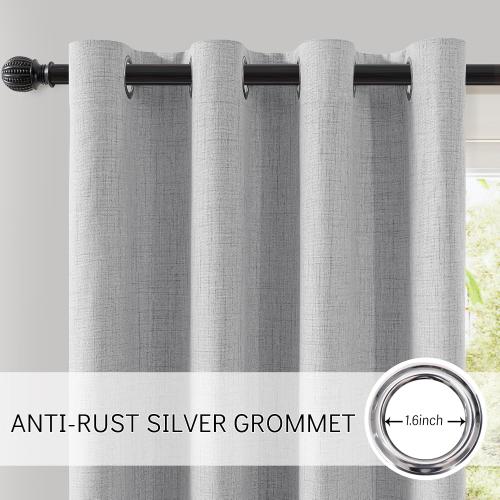 ChrisDowa 100% Blackout Curtains for Bedroom Linen Drapes 72 Inch Curtain