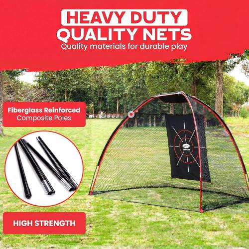 10x7ft Heavy Duty Golf Hitting Net with Swing Path Mat & Turf Insert – Backyard & Garage Golf Practice Net for Real Golf Balls, Indoor Outdoor Full Swing & Chipping