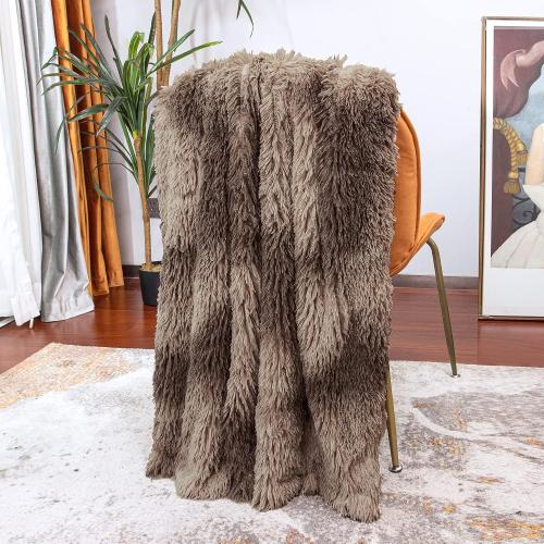 Tuddrom Decorative Extra Soft Faux Fur Throw Blanket,Solid Reversible Fuzzy Lightweight Long Hair Shaggy Blanket,Fluffy Cozy Plush Fleece Comfy Microfiber Fur Blanket for Couch Sofa Bed,Tie Dye Brown