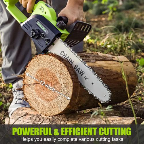 FASTPRO 12 Cordless Chainsaw, 20V 4.0Ah Brushless Chain Saw Kit with 2 Batteries and 2 Saw Chains, For Wood Cutting & Tree Trimming