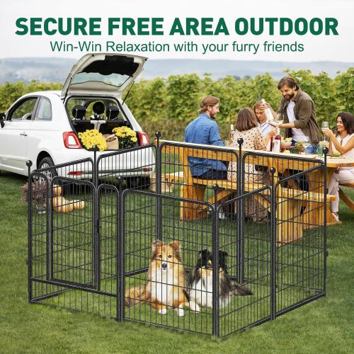Dog Playpen Outdoor, 8 Panels 40 High Heavy Duty Metal Dog Pen, Pet Fence for Large/Medium/Small Dogs, with Doors Foldable Metal Dog playpen Exercise Pen for RV, Camping, Yard