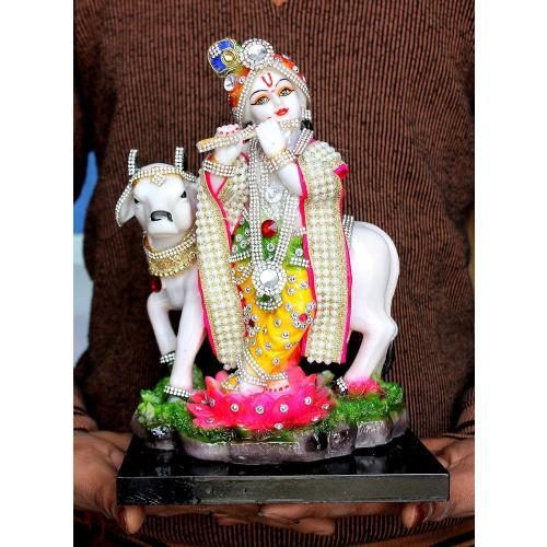 Size 10 eSplanade Resin Lord Krishna with Cow Murti Idol Statue Sculpture (10)