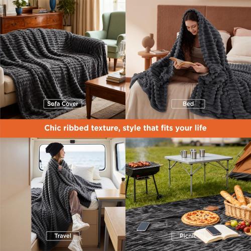 Bedsure GentleSoft Grey California King Size Blanket for Bed - Cozy Soft Blankets for Women, Cute Large Throws for Girls, 102x96 Inches