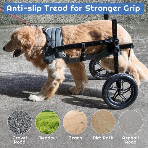 Snugrance Large Dog Wheelchair for Back Legs, Adjustable Rear Leg Wheelchair Support Cart with Breathable Air Mesh Harness for Arthritis Paralysis Post-Surgery Recovery, Check Size Chart Image for Fit