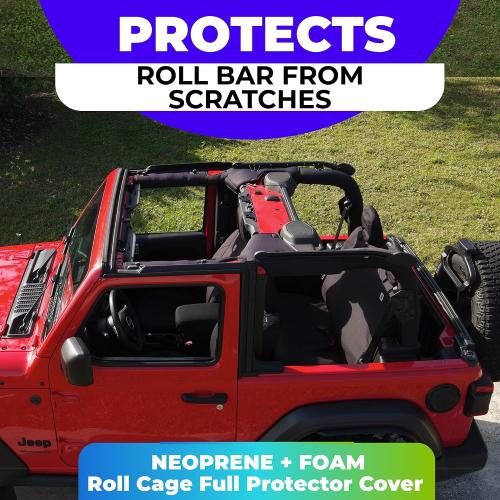 Roll Bar Cover Set Compatible with Jeep Wrangler JL Unlimited 4-Door JLU 2018-2023 (NOT 2024-2025) - Black