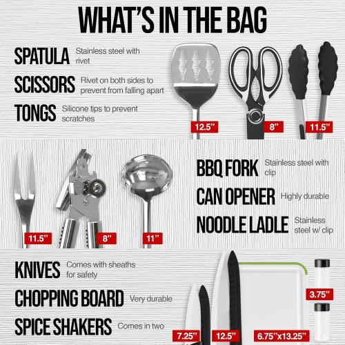 Camp Cooking Utensils | 11 Piece Camping Kitchen | RV Cookware Kit | Travel Grill Set | BBQ Accessories & Essentials for Camper