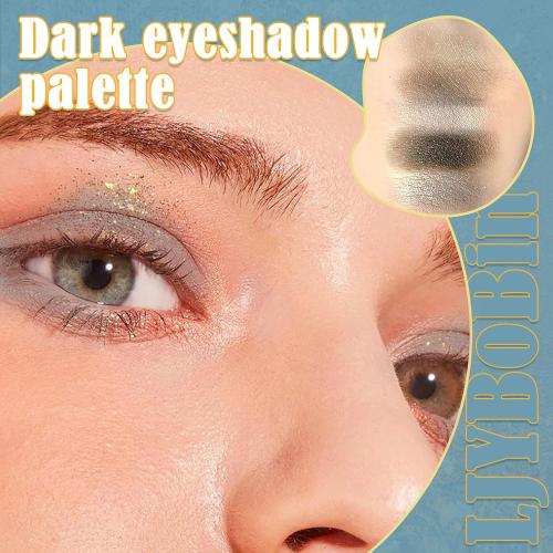 9 Color Smoky Eyeshadow Kit, Waterproof Long Lasting High Pigmented Shadows, Black, White, Silver & Gray, Glitter Eyeshadow Palette with 3 Brushes