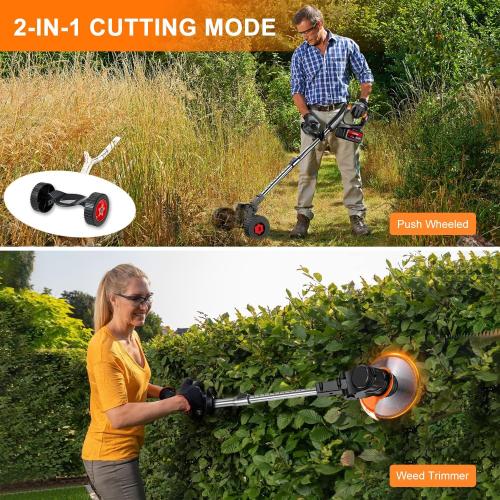 Electric Weed Wacker Cordless Weed Eater Battery Powered with 5 Types Blade, 3 in 1 Cordless Grass Trimmer/Brush Cutter with 2X 21V 4.0Ah Batteries for Lawn, Garden