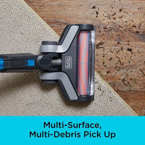 BLACK DECKER Cordless Vacuum, Powerseries Extreme, Stick Vacuum Cordless Rechargeable, Interchangeable Floorhead with Crevice Attachment, 3 Speed Control, Lightweight, Blue (BSV2020G)