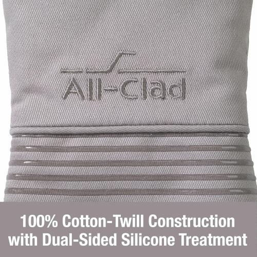 All-Clad Premium Silicone Oven Mitt: Heat Resistant to 500 Degrees - 100% Cotton & Silicone, 14x7 Pot Holder for Kitchen and Barbeque, (6-Pack), Titanium Gray