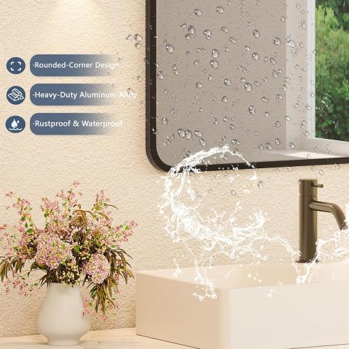 Black Bathroom Mirror for Over Sink - 22×30 Rectangle Bathroom Vanity Mirror Wall Mounted with Matte Aluminum Frame & Rounded Corners, Shatterproof Glass, Horizontal/Vertical