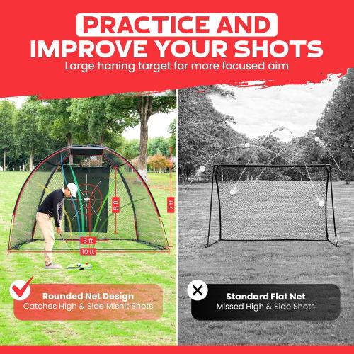 10x7ft Heavy Duty Golf Hitting Net with Swing Path Mat & Turf Insert – Backyard & Garage Golf Practice Net for Real Golf Balls, Indoor Outdoor Full Swing & Chipping