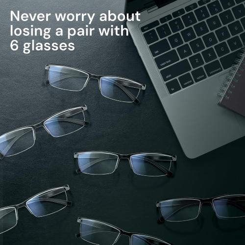 Gaoye 6 pack 2.75 Executive Style Reading Glasses Men - Durable Readers with Blue Light Filtering- Comfortable Fit with TR90 Frames