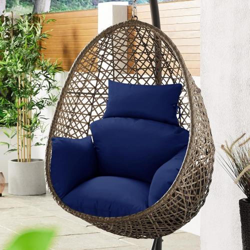 BLUE Egg Chair Cushion – Outdoor Hanging Chair Cushion, Replacement Cushions for Patio Swing, Waterproof, Fade- Resistant, Removable & Machine Washable Cover, Navy Blue