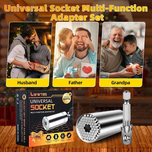 Fathers Day Dad Gifts from Daughter Son Wife Super Universal Socket Tools Gifts for Mens Grip Socket Set with Power Drill Adapter Cool Tools Gadgets for Dad Valentines Day Gifts (1)