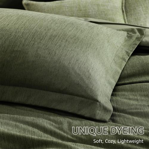 Monbix King Size Comforter Set, Olive Green King Bed Set Reversible, King Size Comforter Set 7 Pieces, Cationic Dyeing Bed in a Bag with Comforter, Sheets, Pillowcases & Shams