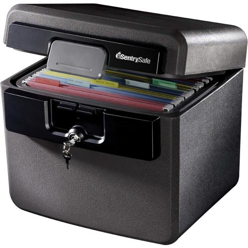 SentrySafe Black Fireproof and Waterproof Safe, File Folder and Document Box with Key Lock, Ex. 14.3 x 15.5 x 13.5 inches, HD4100