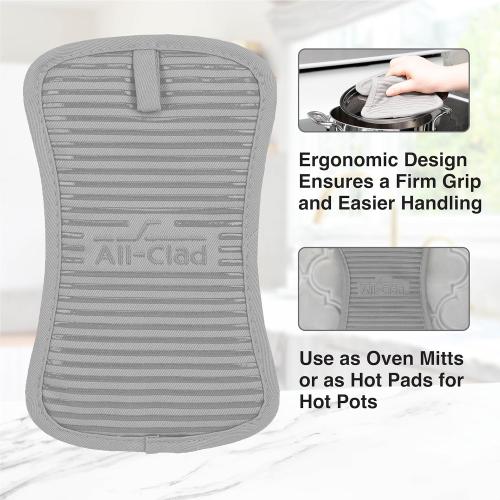 All-Clad Premium Pot Holder & Hot Pad: Heat Resistant to 500 Degrees - 100% Cotton, 10x6.25 Hot Pad for Kitchen and Barbeque, (6-Pack), Titanium