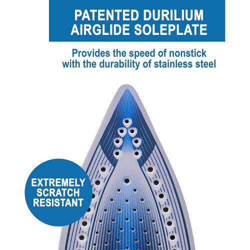 T-Fal Ultraglide Steam Iron for Clothes Durilium Soleplate, Precision Tip, Anti-Drip, Auto-Off 1800 Watts Ironing, Steaming FV5841U0