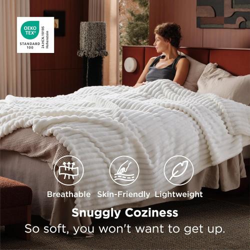 Bedsure GentleSoft Full Size Blanket for Bed - Cozy Soft Blankets for Women, Cute Large Fleece Throws for Girls, Off White, 84x90 Inches