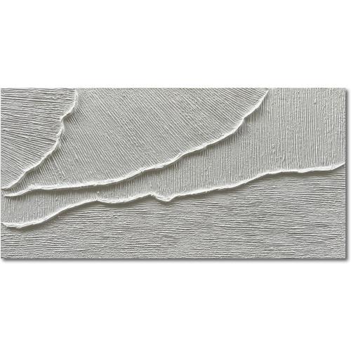 NANKAI Thick Texture White Abstract Oil Painting Beach Wave Landscape Family Wall Art Deco 24X48 Inches