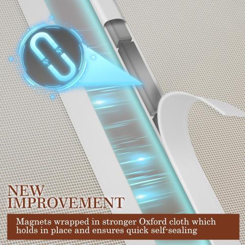 Yotache White Reversible Left Right Side Opening Screen Doors with Magnets Fits Door Size 34 x 80, Reinforced Sewing Magnetic Mesh, Actual Screen Size 36 x 81